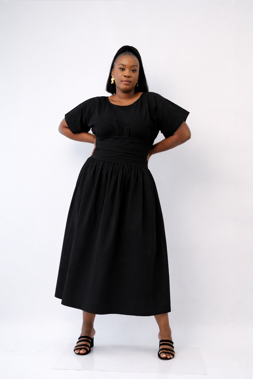 ZAHRA MIDI DRESS - BLACK