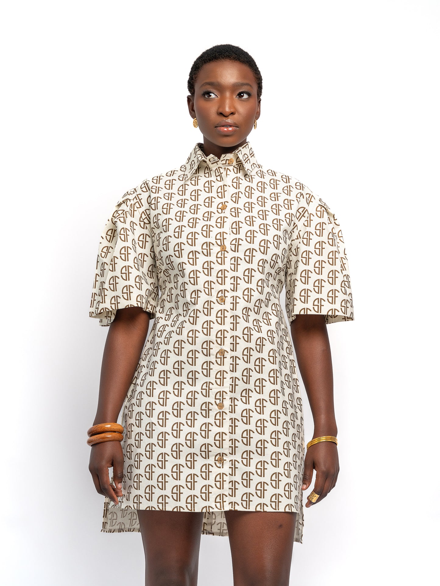 UPINDE SHIRT DRESS - SF MONOGRAM