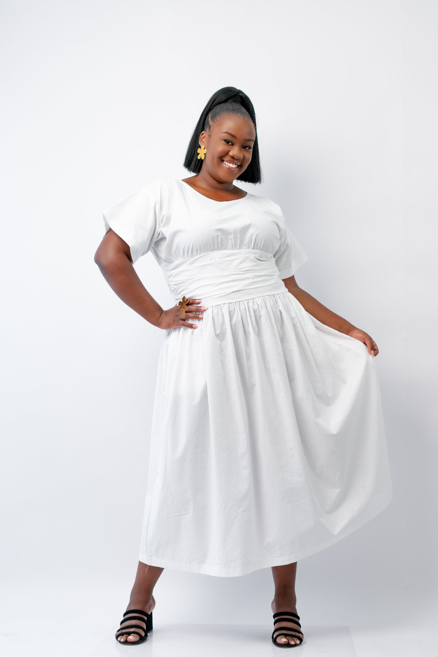 ZAHRA MIDI DRESS - WHITE