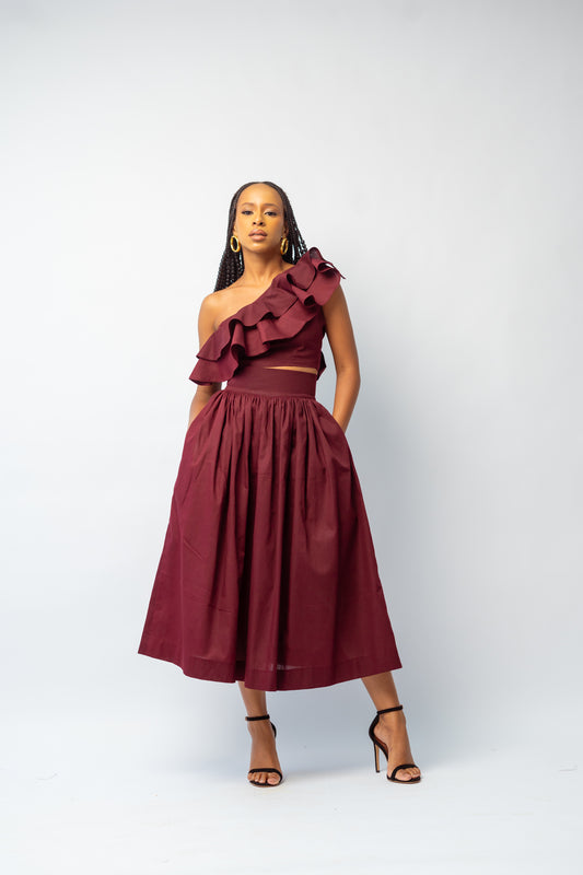WEMA POPLIN SKIRT SET - PLUM